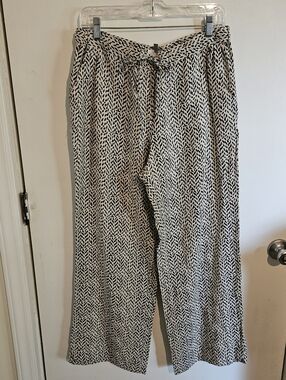 JM Collection 100 % Linen Wide Leg Pull On Pants Size 10